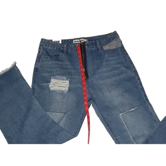 The Rockn Rev Jeans Women's Size 8 Step Hem Straight Leg Distressed Jeans NWT - Picture 5 of 15